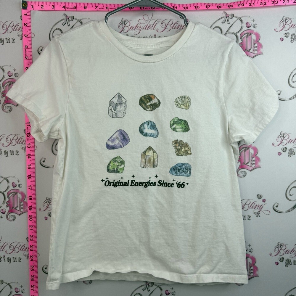 Vans T-shirt tee rocks White Short Sleeve Tee with Multicolor Crystal Graphics
